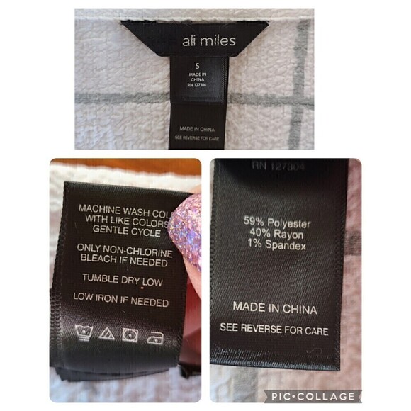 Ali Miles Art To Wear‎ Blouse Tunic Size Small Wire Collar Crinkle White Black - Picture 7 of 10